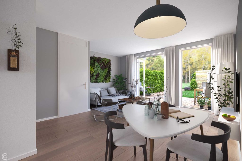 CG-Presentations - Architectuur, Artist Impressions - Redoute - 1 3D Impressie Woonkamer
