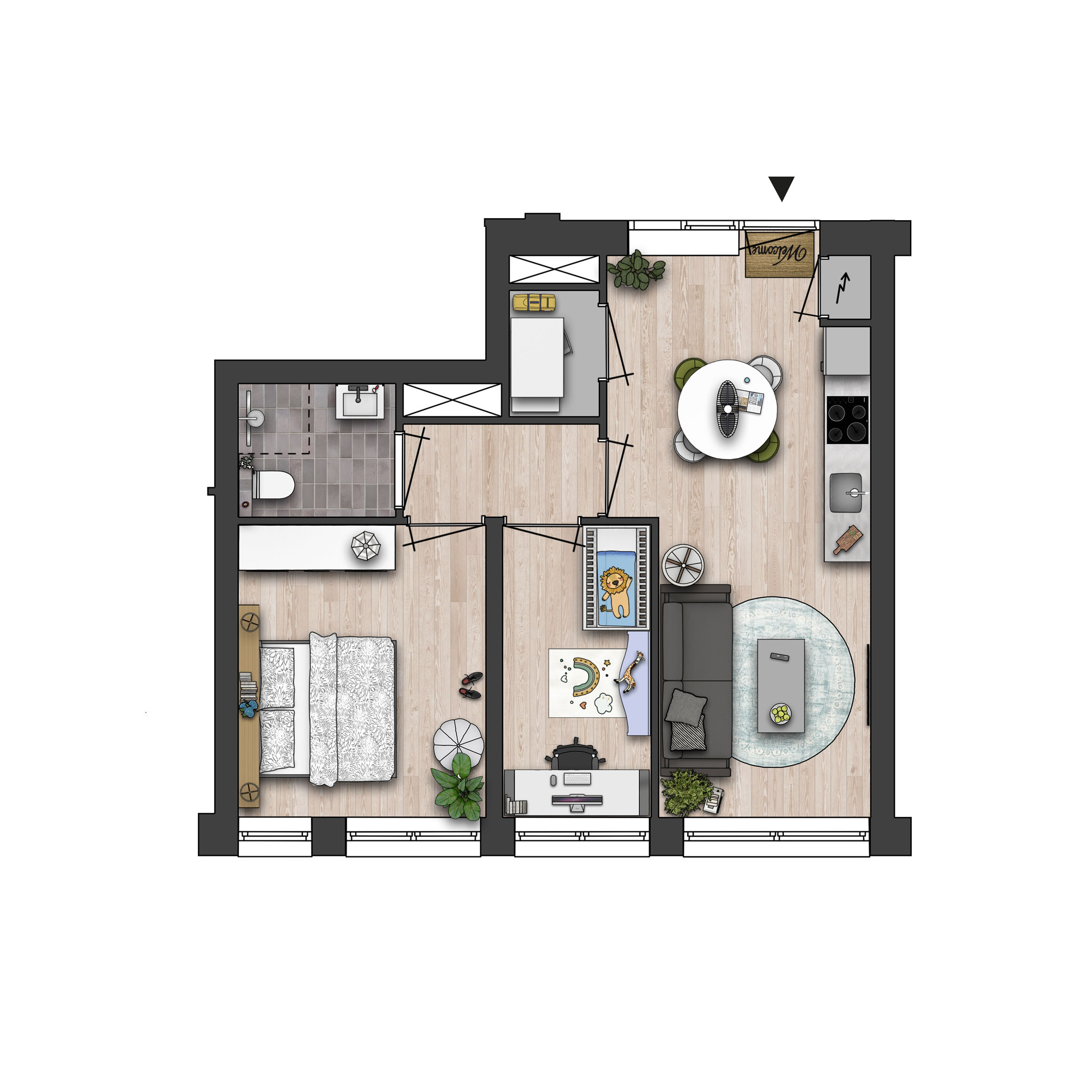 CG-Presentations - Producten - Plattegrond - Jutfasehof Type D3a bouwnr