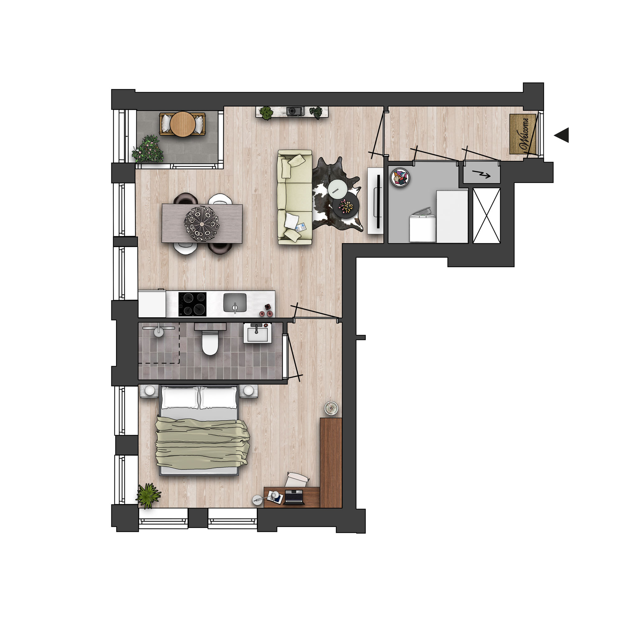 CG-Presentations - Producten - Plattegrond - Jutfasehof Type D4a bouwnr