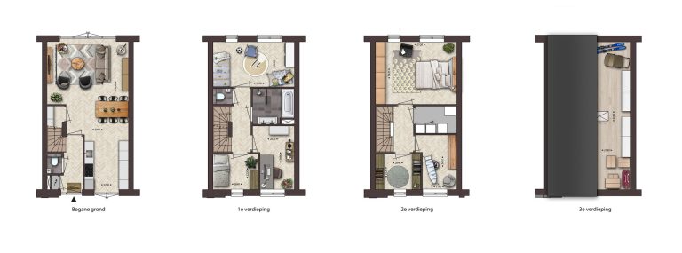 CG-Presentations - Architectuur - Plattegrond Waterwal Oudewater Blekersgracht type-H bouwnr 36