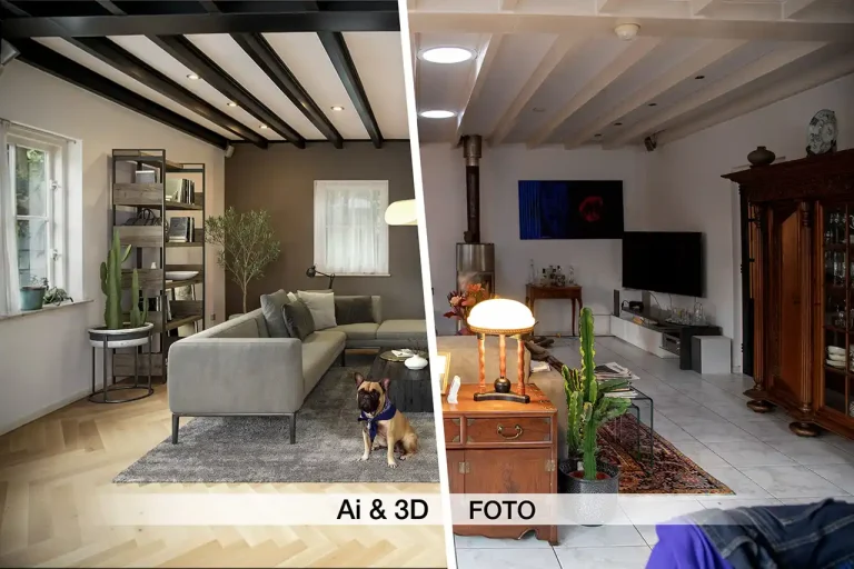 Een Ai visualisatie van vastgoed. Korte video van Woonkamer.