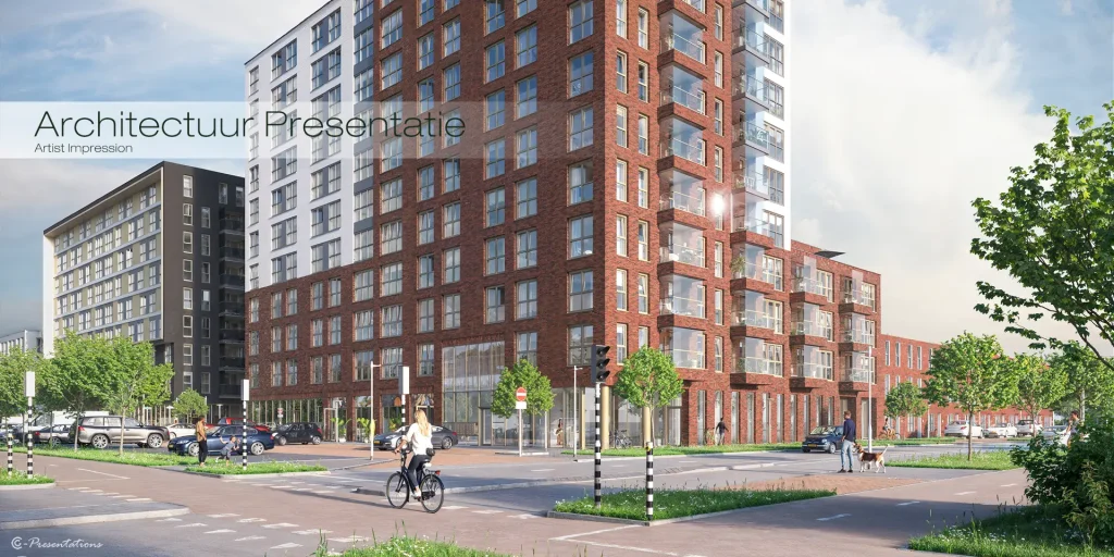 Architectuur visualisatie van nieuwbouwproject