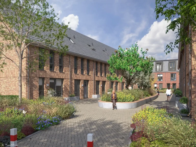 Exterieur impressie van woonproject Raadshof in de Wethoudersbuurt in Ede