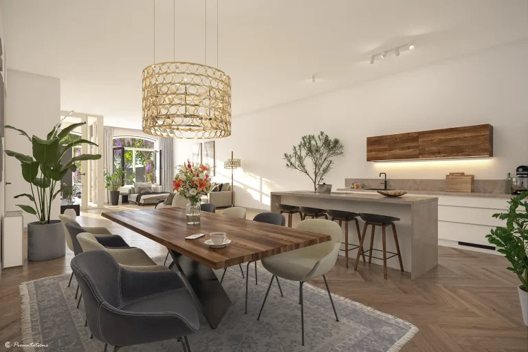 Fotorealistische interieur impressie van de keuken in een woning in Zelhem