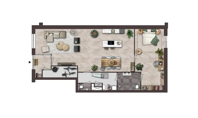 Sfeerplattegrond van een woning in Zelhem met slimme indeling