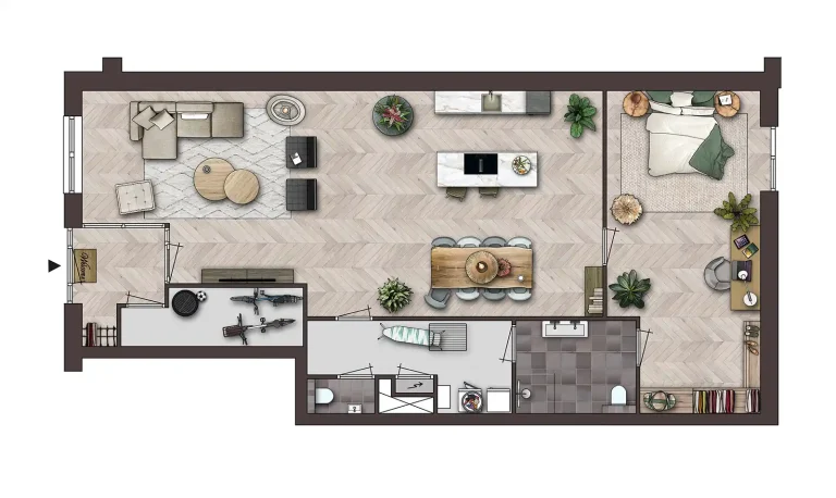 Sfeerplattegrond voor woningverkoop en Funda