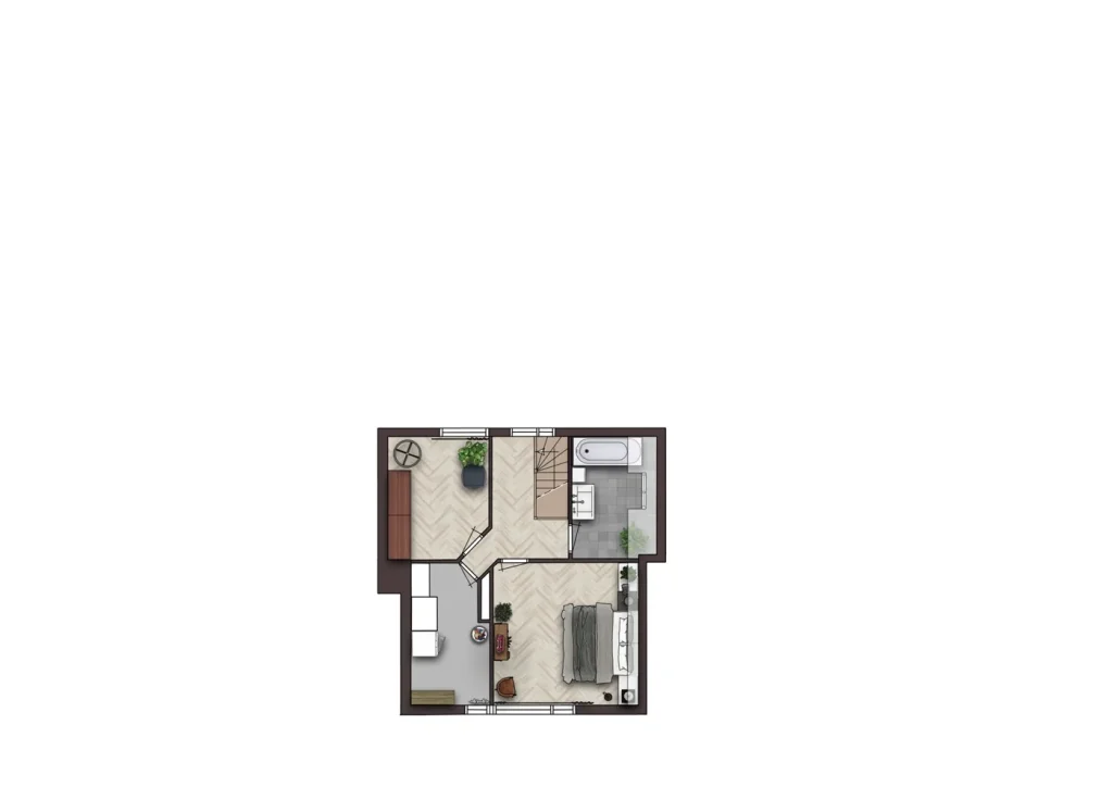 Sfeerplattegrond van de eerste verdieping van de woning in Groesbeek