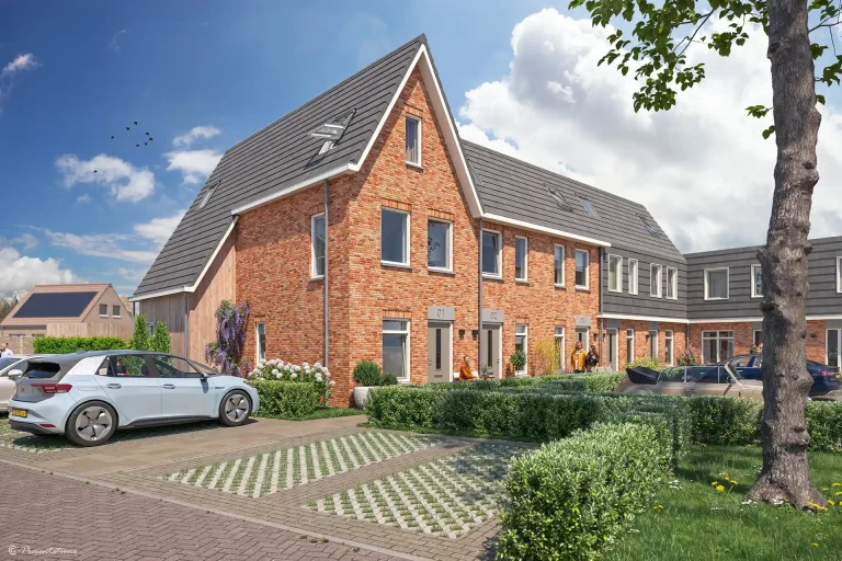 Exterieur verkoopvisualisatie van de woningen aan het hof in Nieuwe Damhof Putten