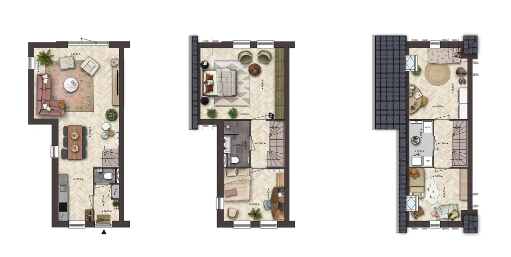 Sfeerplattegrond van bouwnummer 1 in Nieuwe Damhof Putten