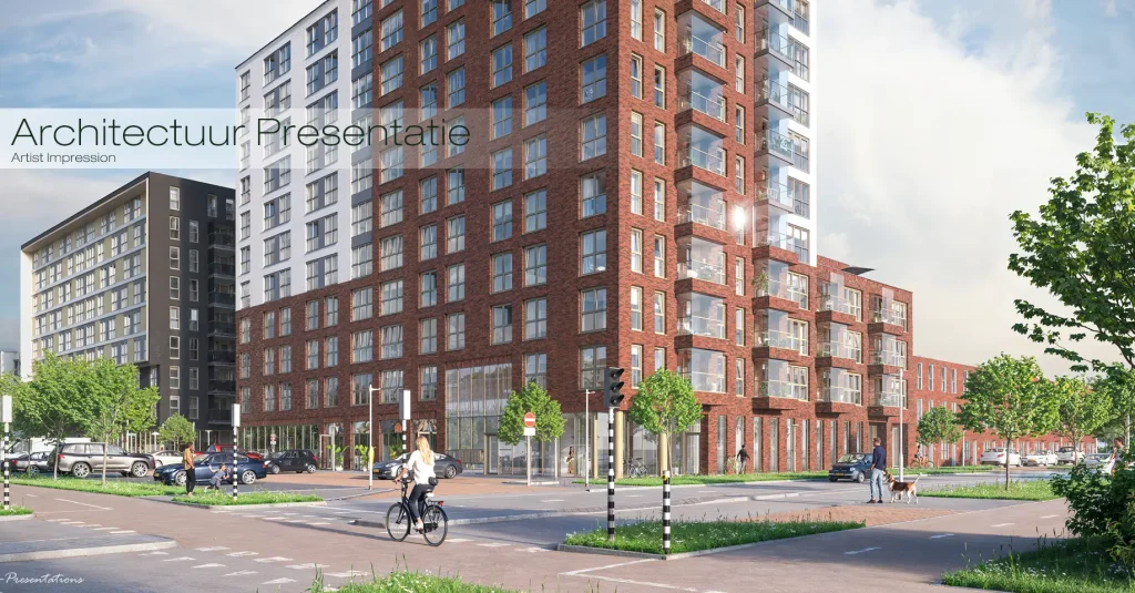 Architectuur visualisatie van nieuwbouwproject