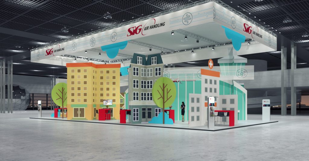 CG-Presentations - Standbouw - 3D - SIG Air Handling - Een beurstand concept uitgewerkt tot 3D visual.