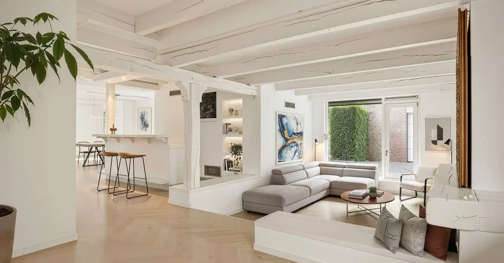 AI fotobewerking van woonkamer met realistische inrichting en sfeer